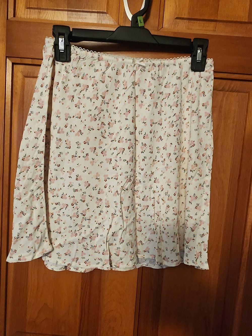 SO White Mini Skirt with Pink and Green Floral Print